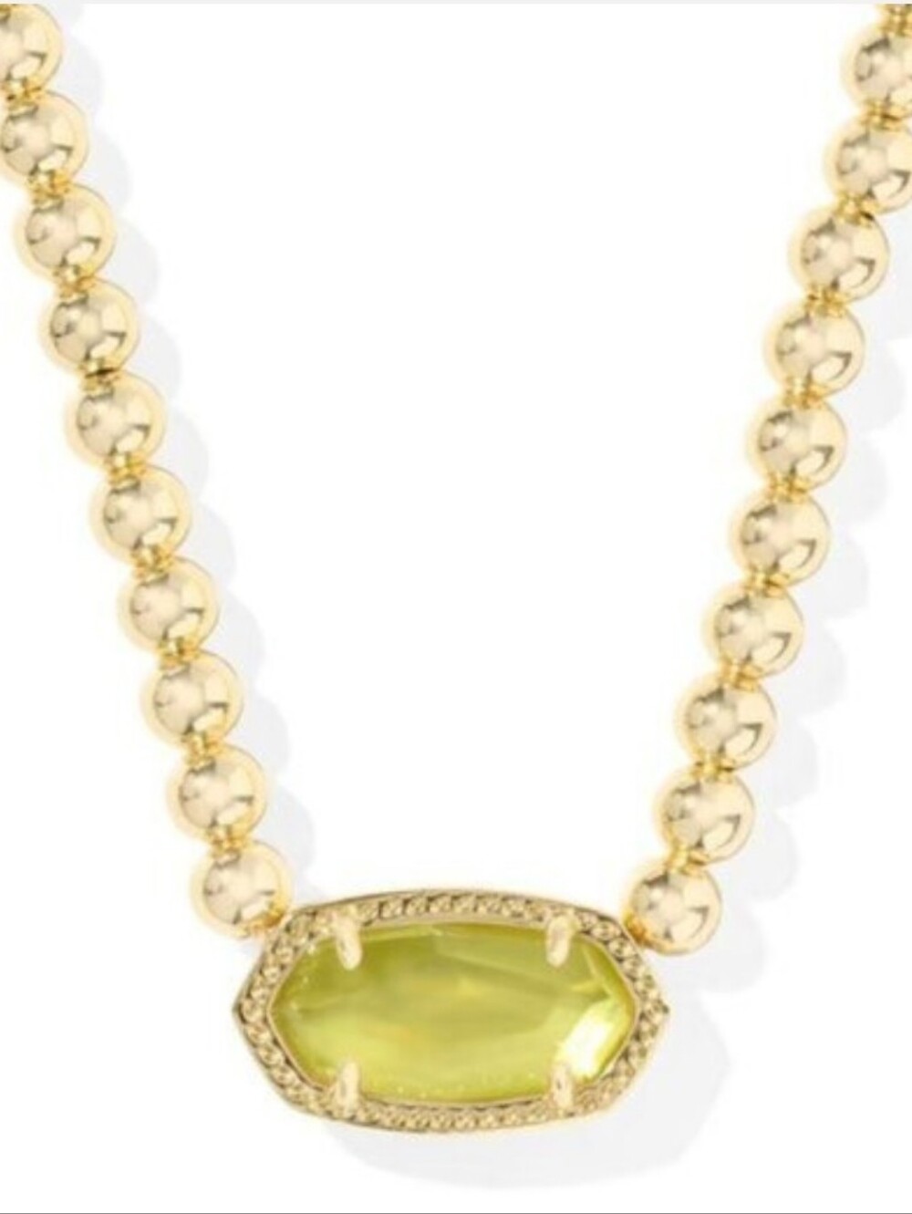 NWT Kendra Scott Elisa Beaded Necklace in gold chartreuse green mother of Pearl - Picture 2 of 10